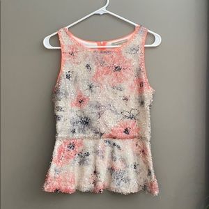 Banana Republic Sequin Floral Peplum Top